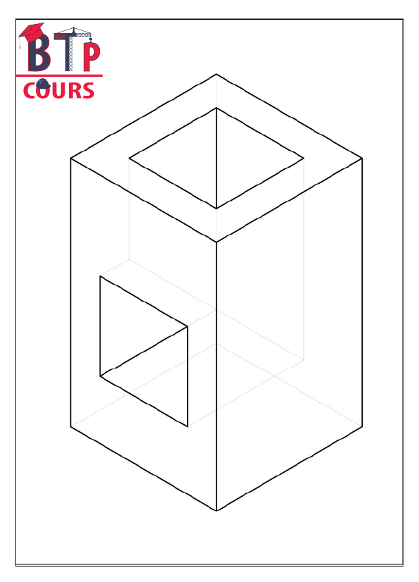projection d'un objet 3D cours de dessin projection