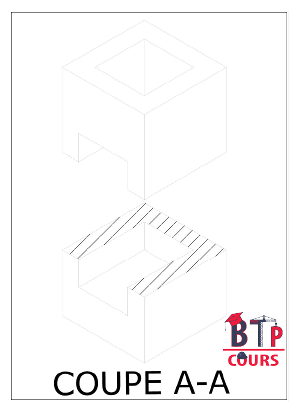 coupe A-A vue 3D cours de dessin technique