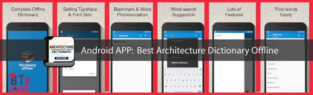 dictionaire Architecture pour Android android app BTP et ARCHITECTURE sur www.btp-cours.com