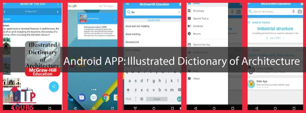 dictionaire Architecture pour Android android app BTP et ARCHITECTURE sur www.btp-cours.com