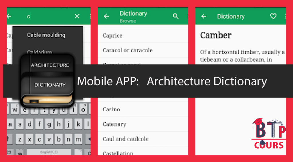 dictionaire Architecture pour Android android app BTP et ARCHITECTURE sur www.btp-cours.com