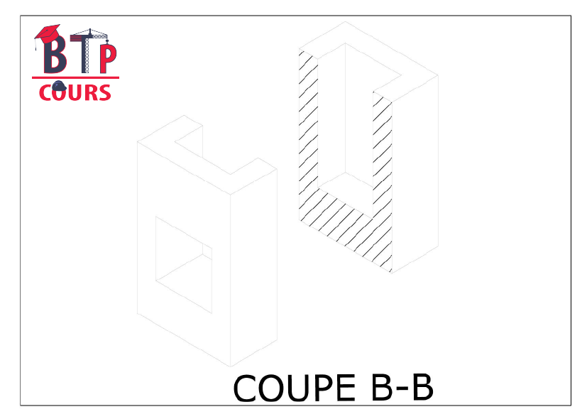 coupe B-B vue 3D cours de dessin technique