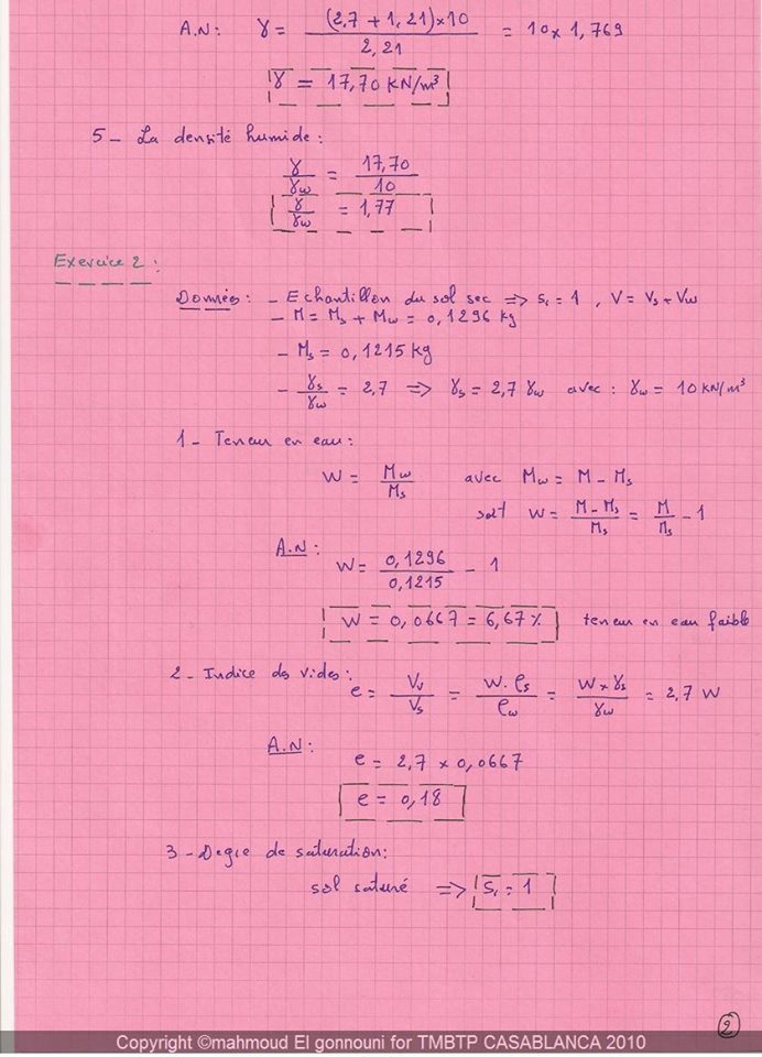 exercices BTP et génie civil