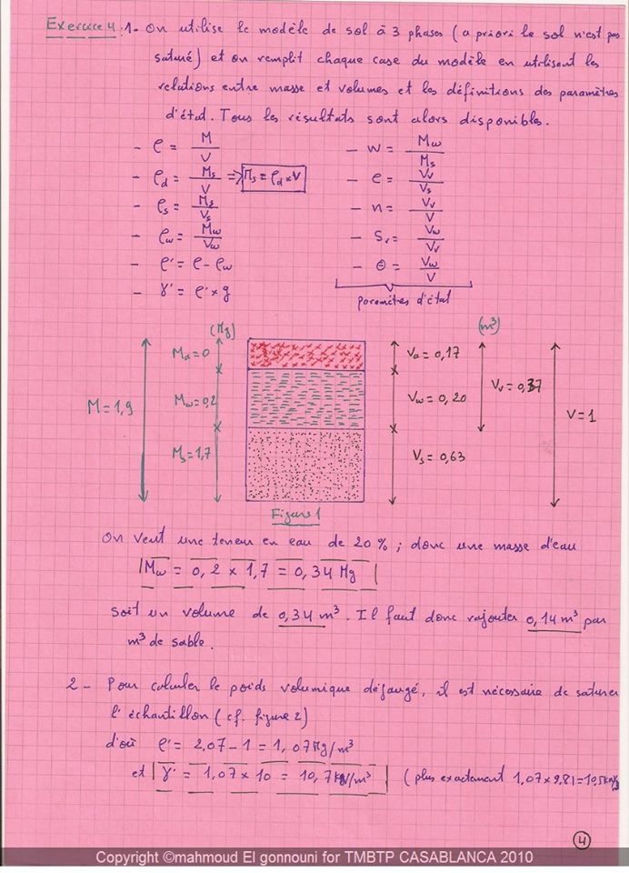 Exercices: mécanique des sols
