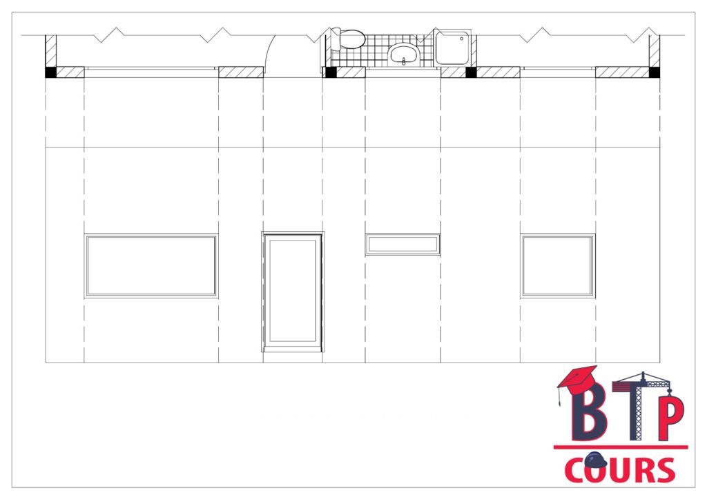 dessin de la façade principale a base du plan RDC