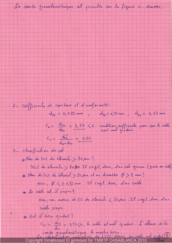 Exercices mécanique des sols