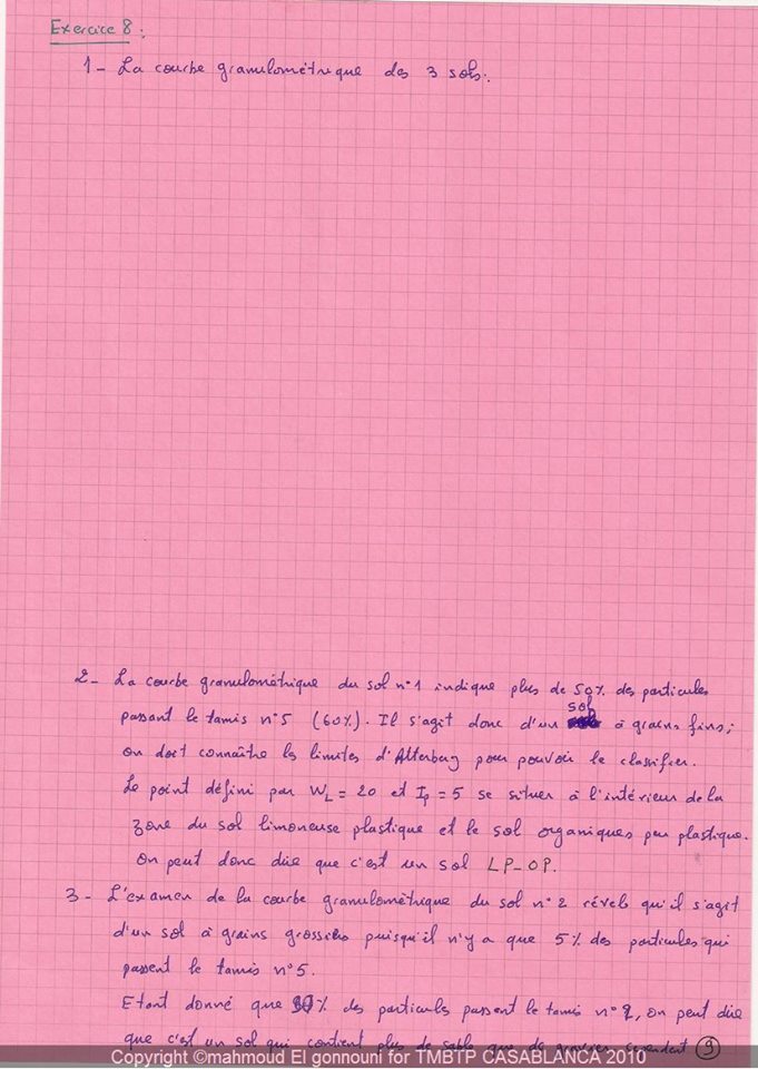 Exercices mécanique des sols