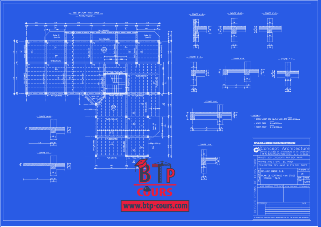 plan B.A coffrage ferraillage sur www.btp-cours.com