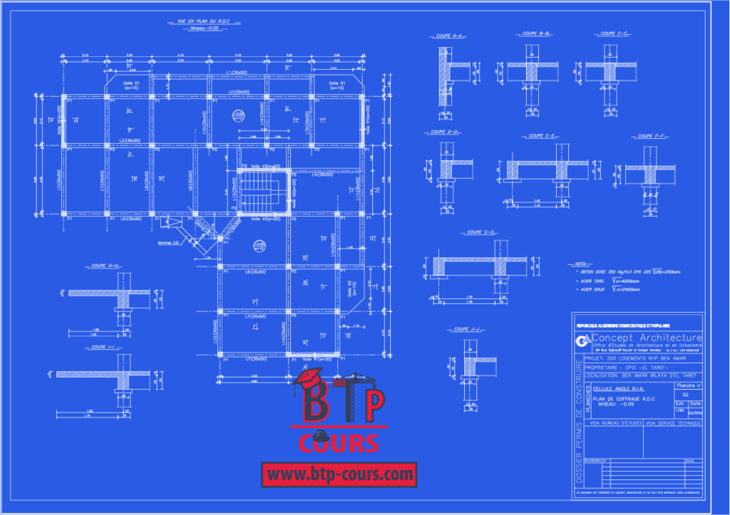 plan B.A coffrage ferraillage sur www.btp-cours.com