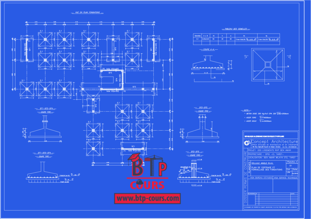 plan B.A coffrage ferraillage sur www.btp-cours.com