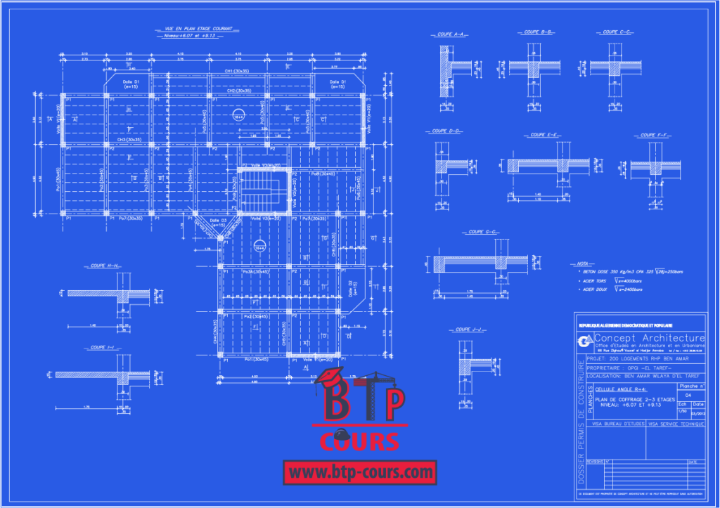 plan B.A coffrage ferraillage sur www.btp-cours.com