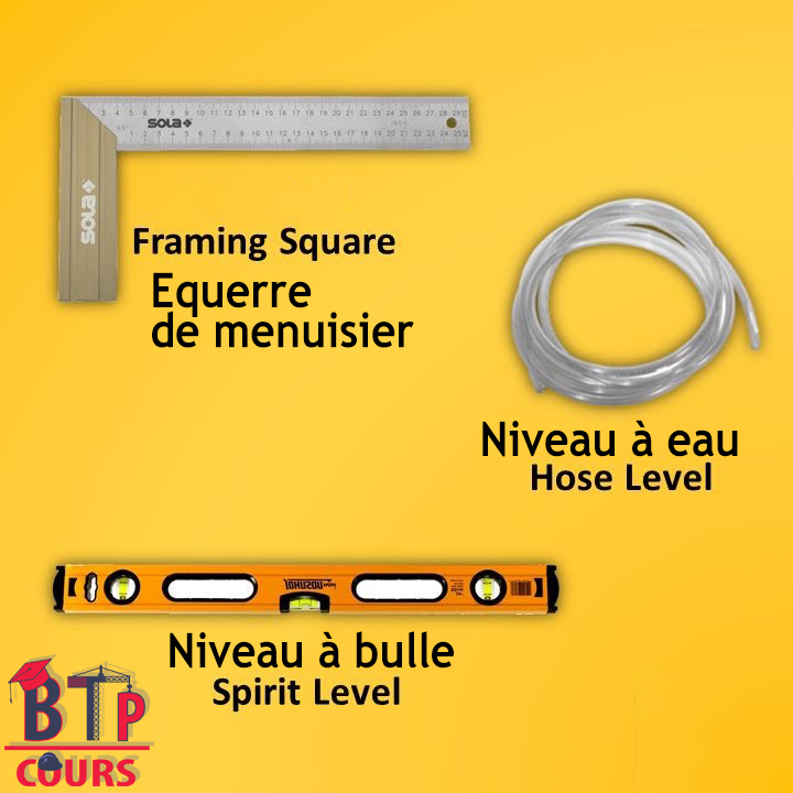 Lexique outillage de chantier - niveau a eau 