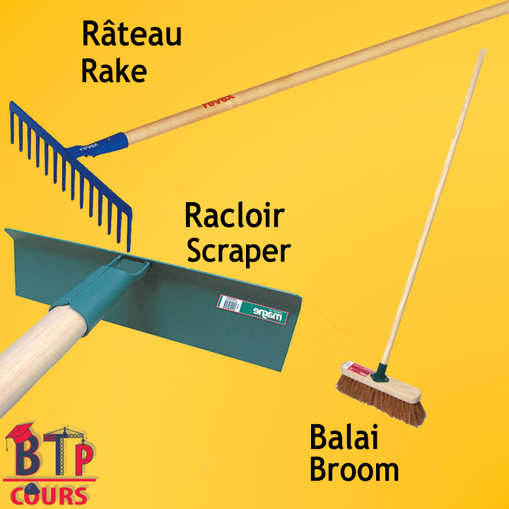 Lexique outillage de chantier - racloir - balais