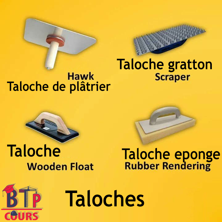 Lexique outillage de chantier - taloche de platrier - taloche gratton