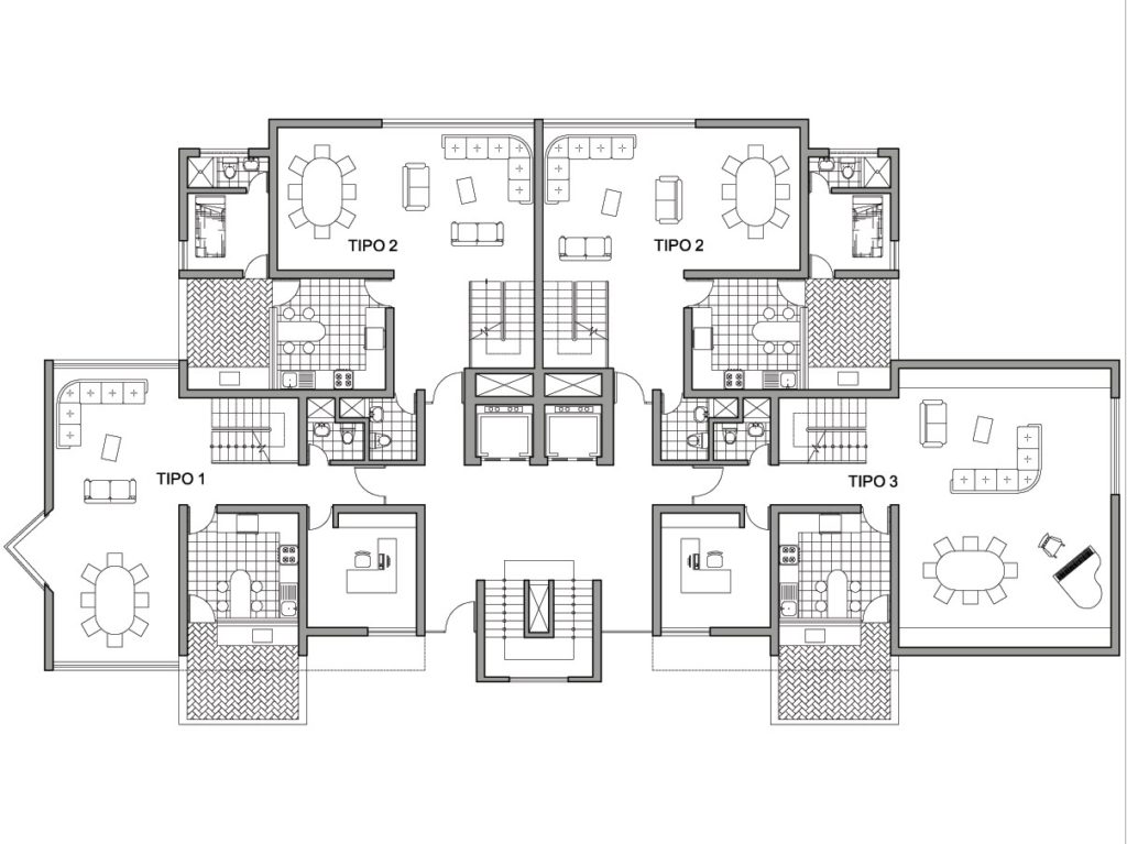 Plan, Architecture,Tour, résidentielle,avec, ascenseur 