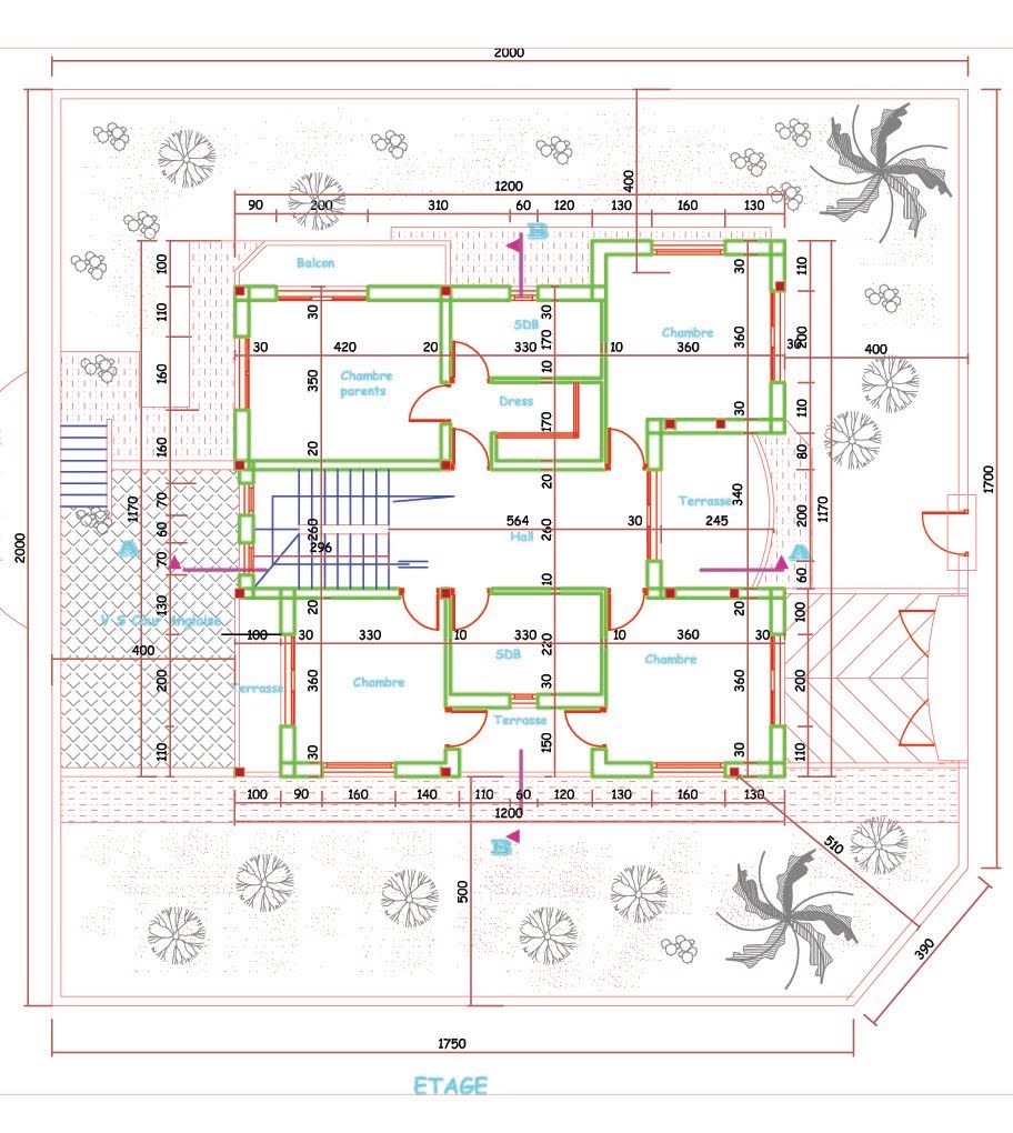 plan, étage 