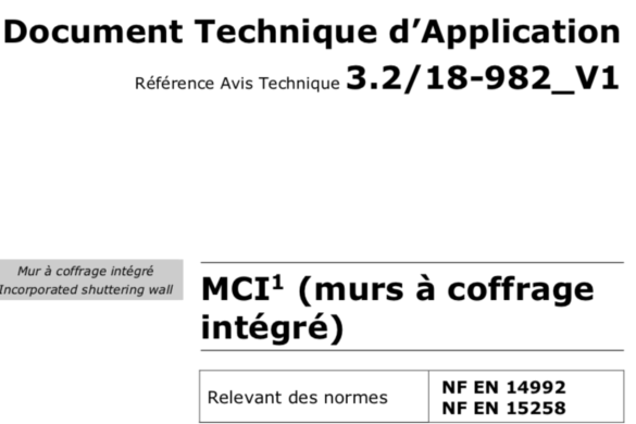 MCI1 (murs à coffrage intégré)