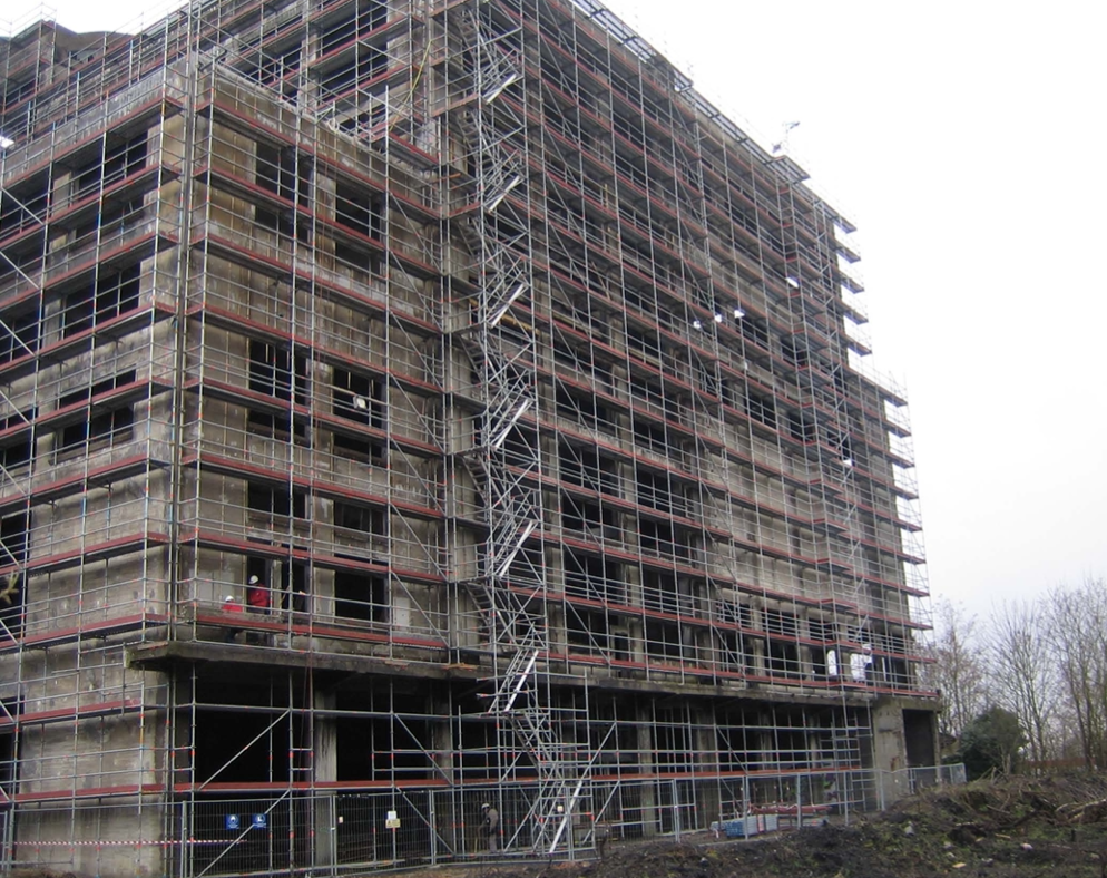 Façade nord en chantier